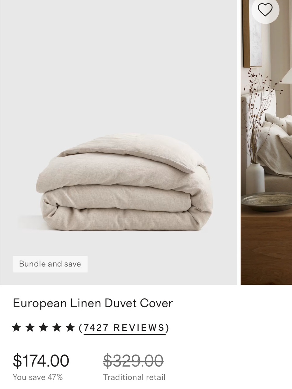 Quince European Linen Duvet Cover, Natural Chambray, King/Cal King